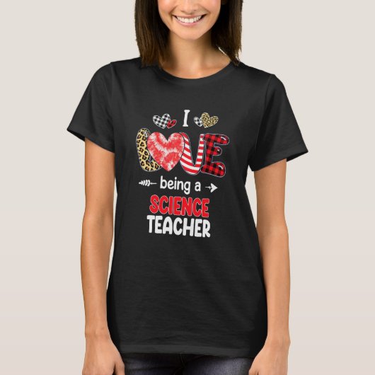 I Love Being A Science Teacher Valentines School V T-Shirt (Vorderseite)