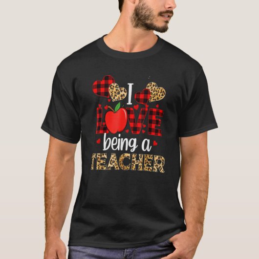 I Love Being A Teacher Leopard Valentines Day T-Shirt (Vorderseite)