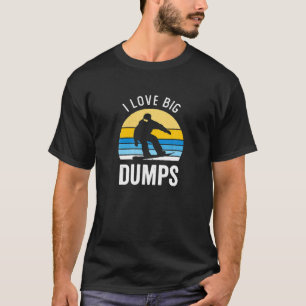 I Love Big Dumping Snow Vintage Sunset Snowboardin T-Shirt