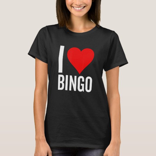 I Love Bingo heart  Game Bingo  Grandmother Mother T-Shirt (Vorderseite)