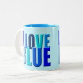 I love blue zweifarbige tasse (Vorderseite Links)