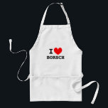 I love borsch | Funny aprons for men and women Schürze<br><div class="desc">I love borsch | Funny aprons for men and women. Personalizable I love template design. BBQ aprons in Yellow, Beige and White. Cute gift idea for chef cook or Polish / Russian / Ukrainian / Belarus dinner party. Borscht, bortsch, borstch, borsh, borshch soup, the famous red beetroot soup from eastern...</div>