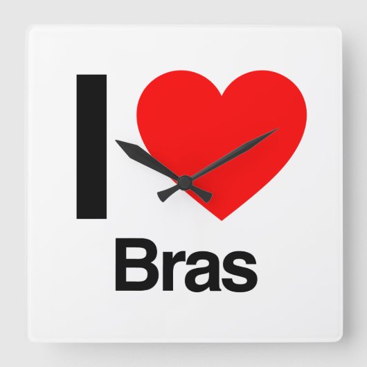 i love bras quadratische wanduhr (Vorderseite)