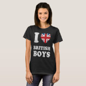 I Love British Boys UK Union Jack Heart Flag T-Shirt (Vorne ganz)