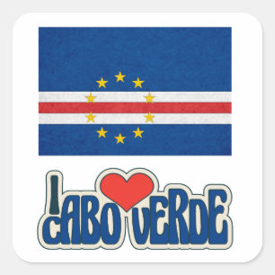 I love Cabo Verde, 80s, 90s, vintage Quadratischer Aufkleber