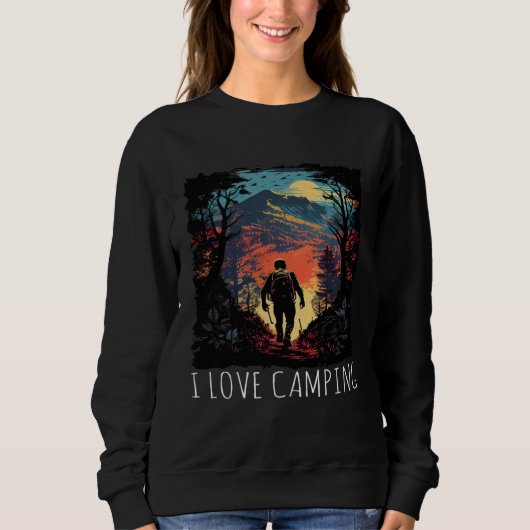 I Love Camping hiking camping retro Sweatshirt (Vorderseite)
