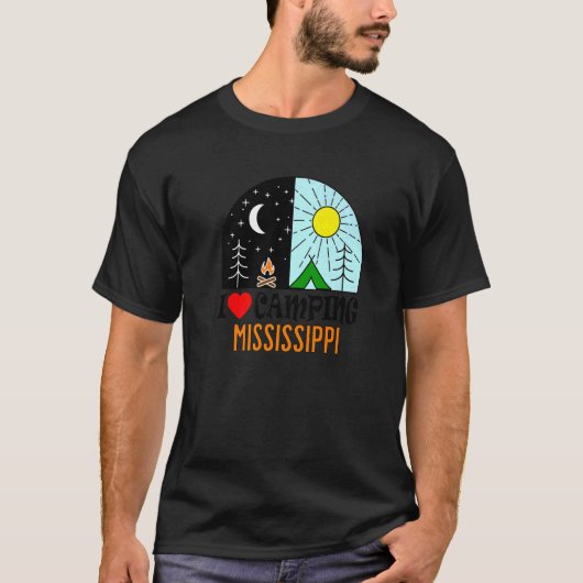 I Love Camping Mississippi America Outdoors Nature T-Shirt (Vorderseite)