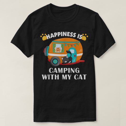 I love Camping With My Cat  Funny Kitty Tee  (Design vorne)
