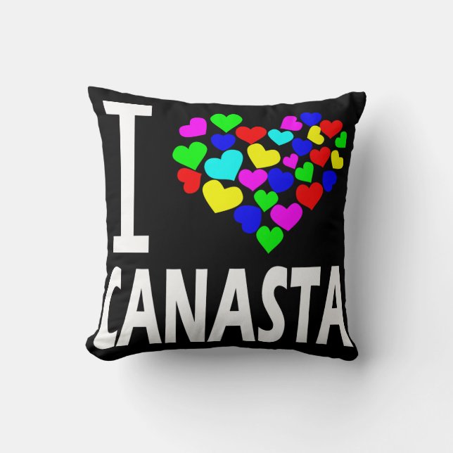 i love canasta card game rummy hearts gift idea kissen (Vorderseite)