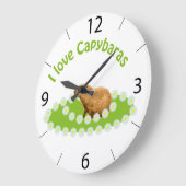 I love Capybaras Große Wanduhr (Winkel)