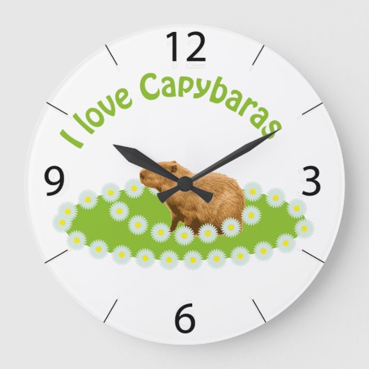 I love Capybaras Große Wanduhr (Vorderseite)