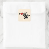 I Love Cat Quadratischer Aufkleber (Tasche)