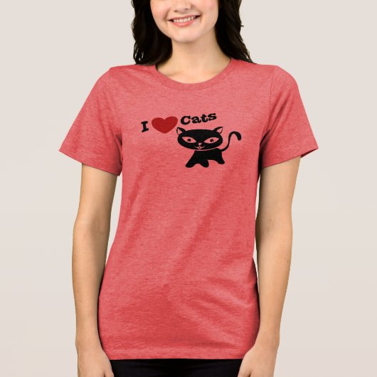 I Love Cat Tri-Blend Shirt (Vorderseite)