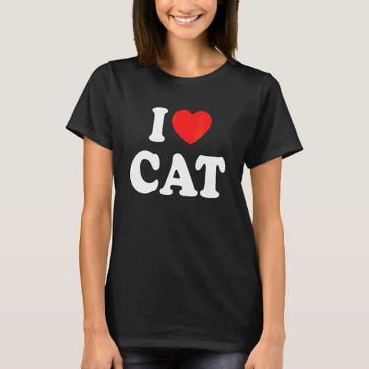 I Love Cat With A Red Heart T-Shirt (Vorderseite)