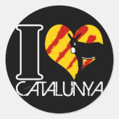 I Love Catalunya Runder Aufkleber (Vorderseite)