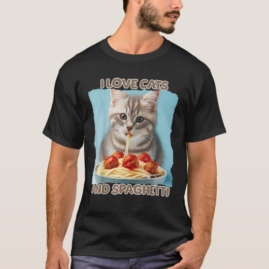 I Love Cats And Spaghetti Kids Kitty Mama Cute Tab T-Shirt (Vorderseite)