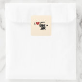 I love cats quadratischer aufkleber (Tasche)