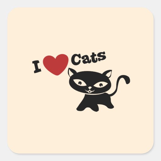 I love cats quadratischer aufkleber (Vorderseite)