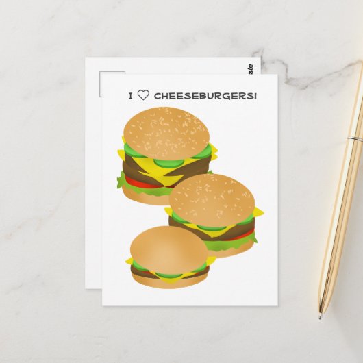 I Love Cheeseburgers Postkarte (Vorderseite/Rückseite Beispiel)