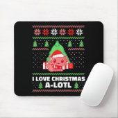 I Love Christmas A-lotl Axolotl In Santa Hat Ugly Mousepad (Mit Mouse)