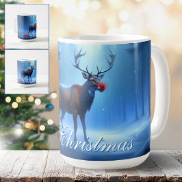 I Love Christmas Blue Winter Reindeer Kaffeetasse
