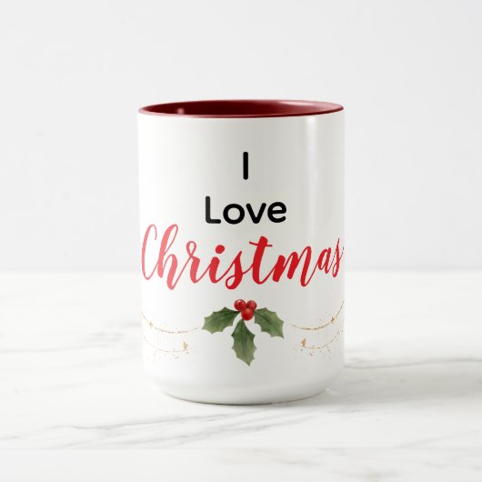 I Love Christmas Modern Minimalist Mug Tasse (Zentrum)