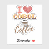 I Love Cobol Programming and Coffee Sticker (Blatt)