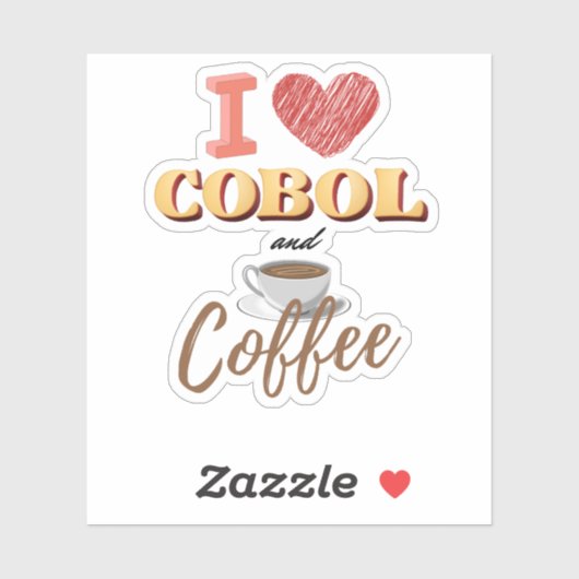 I Love Cobol Programming and Coffee Sticker (Blatt)