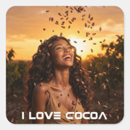 I LOVE COCOA QUADRATISCHER AUFKLEBER