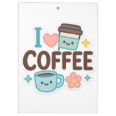 I Love Coffee Cute Kawaii Sticker – Adorable Coffe Klemmbrett (Rückseite)