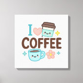 I Love Coffee Cute Kawaii Sticker – Adorable Coffe Leinwanddruck (Vorderseite)
