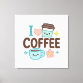 I Love Coffee Cute Kawaii Sticker – Adorable Coffe Leinwanddruck (Vorderseite)