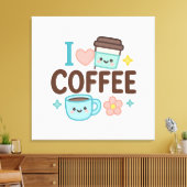 I Love Coffee Cute Kawaii Sticker – Adorable Coffe Leinwanddruck (Insitu (Wohnzimmer))