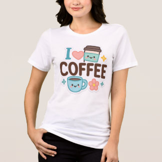 I Love Coffee Cute Kawaii Sticker – Adorable Coffe Tri-Blend Shirt