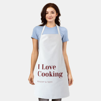 I Love Cooking Apron Healthy & Tasty Kitchen Wear Schürze