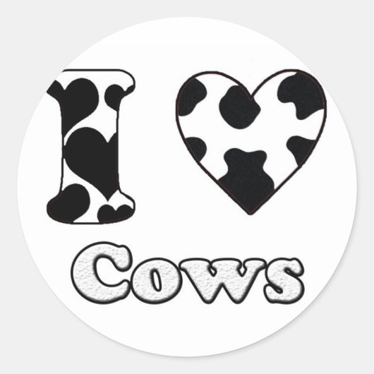 I love cows runder aufkleber (Vorderseite)