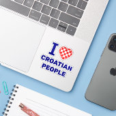 I Love Croatian People Aufkleber (Laptop mit iPhone)