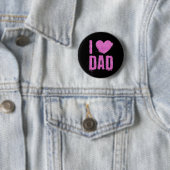 I Love Dad Pink Glitter Typography Pin Button | (Beispiel)