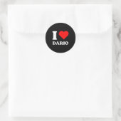 I Love Dario I Heart Dario Name Y2k Valentines Day Runder Aufkleber (Tasche)