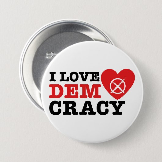 I Love Democracy Pin Button (Vorne & Hinten)