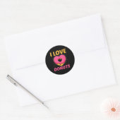 I Love Donuts Heart Shaped Funny Doughnut Lover  Runder Aufkleber (Umschlag)
