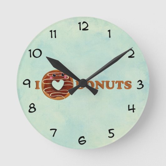 I love Donuts Runde Wanduhr (Vorderseite)