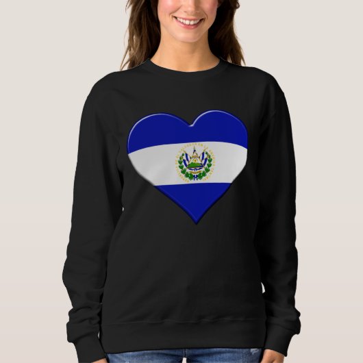 I love El Salvador National Flag Pride Heart Sweatshirt (Vorderseite)