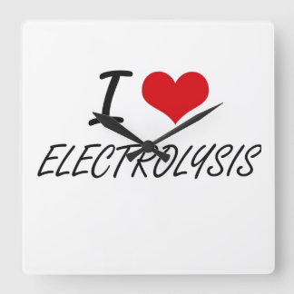 I love ELECTROLYSIS Quadratische Wanduhr