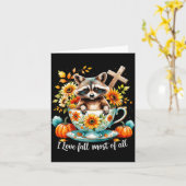 I Love Fall Most Of All Raccoon Autumn Gift Karte (Gelbe Blume)