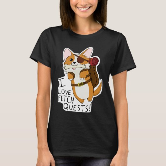 I Love Fetch Quests Dnd Corgi T-Shirt (Vorderseite)