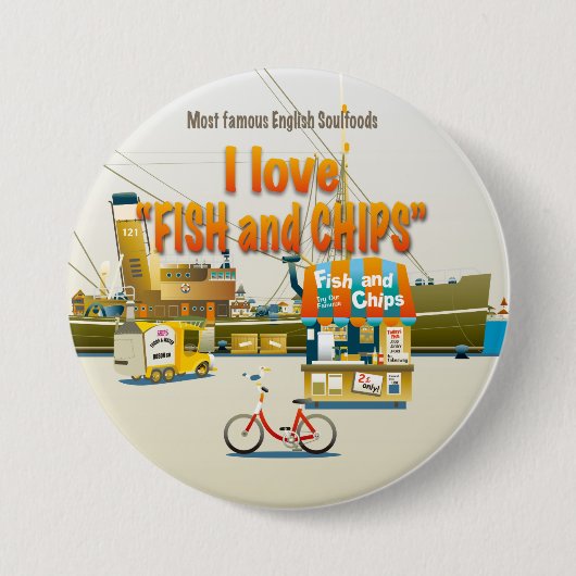 I love FISH & CHIPS Button (Vorderseite)