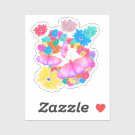 I Love Flowers. Butterfly Dream Aufkleber