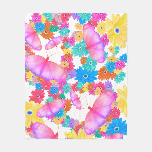 I Love Flowers. Butterfly Dream Fleecedecke (Vorderseite)