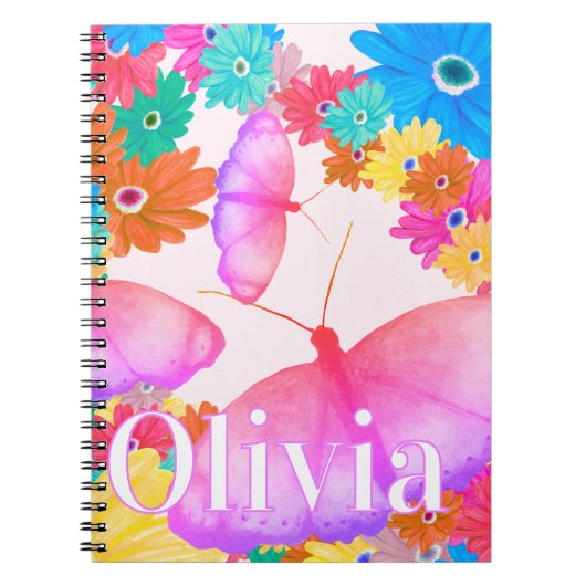 I Love Flowers. Butterfly Dream Notebook Notizblock (Vorderseite)